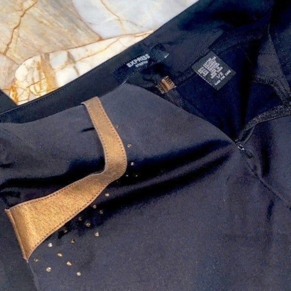 EXPRESS Mid Rise Dress Pants Black 1/2 - Picture 11 of 11